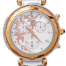 Pre Owned Balmain Mother of Pearl Two-Tone Stainless Steel Balmania Chrono 5638 Women's Wristwatch 38 mm