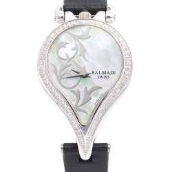 Pre Owned Balmain Mother of Pearl Stainless Steel Diamonds 3431 Women's Wristwatch 31 mm