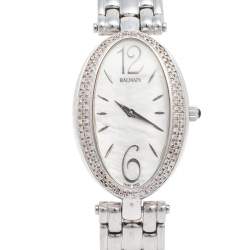 Pre Owned Balmain Mother of Pearl Stainless Steel Diamonds Ovation Mini 3271 Women's Wristwatch 28 mm