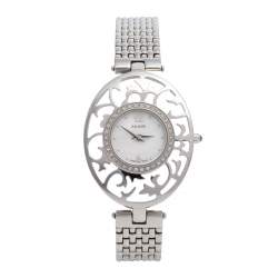 Pre Owned Balmain Mother of Pearl Stainless Steel Diamond Arabesques Bijou 3075 Women's Wristwatch 32 mm