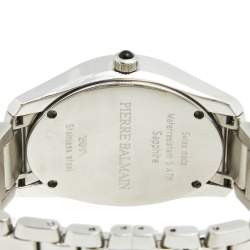 Pre Owned Balmain Silver Stainless Steel Diamond Oval 2671 Women's Wristwatch 32 mm