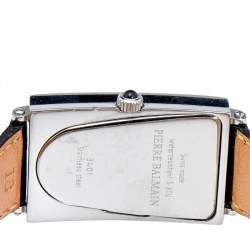 Pre Owned Balmain Mother Of Pearl Stainless Steel Leather Diamond Amphora 3401 Women's Wristwatch 25 mm