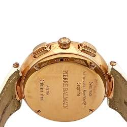 Pre Owned Balmain Mother of Pearl Rose Gold Plated Stainless Steel Leather Classica 5079 Women's Wristwatch 38 mm