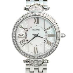 Pre Owned Balmain Mother of Pearl Stainless Steel Haute Elegance 8075 Women's Wristwatch 27 mm