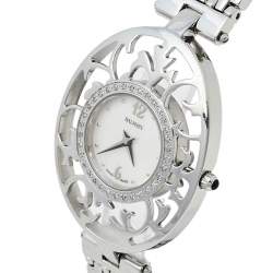 Pre Owned Balmain Mother of Pearl Stainless Steel Diamonds Arabesques Bijou 3075 Women's Wristwatch 32 mm