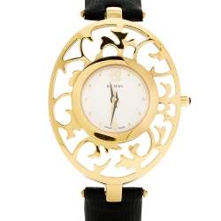 Pre Owned Balmain Mother of Pearl Yellow Gold Plated Stainless Steel Satin Arabesques 3070 Women's Wristwatch 32 mm