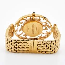 Pre Owned Balmain Black Gold Tone Stainless Steel Arabesques 3070 Women's Wristwatch 32 mm