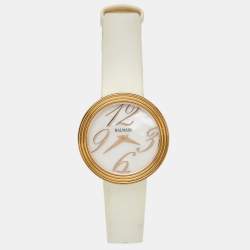Pre Owned Balmain Mother of Pearl Rose Gold Plated Stainless Steel Satin Orithia B1379.22.84 Women's Wristwatch 30 mm