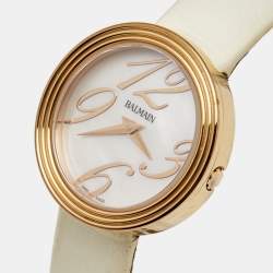 Pre Owned Balmain Mother of Pearl Rose Gold Plated Stainless Steel Satin Orithia B1379.22.84 Women's Wristwatch 30 mm