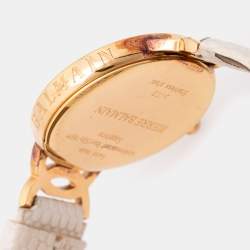Pre Owned Balmain Mother of Pearl Rose Gold Plated Stainless Steel Leather Taffetas B3179.22.86 Women's Wristwatch 32 mm