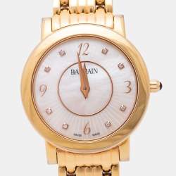Pre Owned Balmain Mother of Pearl Rose Gold Plated Stainless Steel Tradition B1699.33.84 Women's Wristwatch 29 mm