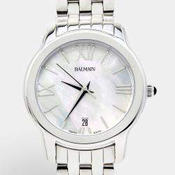 Pre Owned Balmain Mother of Pearl Stainless Steel Tradition B1891.33.82 Women's Wristwatch 34 mm