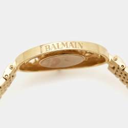 Balmain Mother of Pearl Yellow Gold Plated Stainless Steel Arabesques 3070 Women's Wristwatch 32 mm 