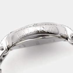 Pre Owned Balmain Mother Of Pearl Stainless Steel Diamond Excessive 5651 Women's Wristwatch 33 mm