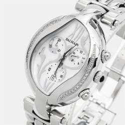 Balmain Mother of Pearl Stainless Steel Diamonds Excessive Chrono B5655.33.83 Women's Wristwatch 34 mm