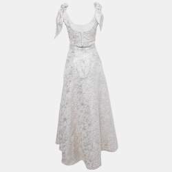 Pre Owned Bambah White Jacquard Camelia Top & Skirt Set S