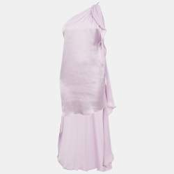 Pre Owned Baobab Lavender Satin One Shoulder Asymmetric Marea Maxi Dress XS
