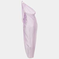 Pre Owned Baobab Lavender Satin One Shoulder Asymmetric Marea Maxi Dress XS