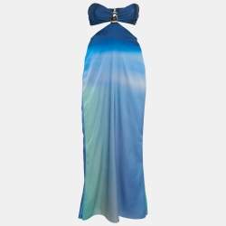 مملوكة مسبقًا فستان باوباب أزرق جيرسي ريري مُبقع بقصة مبتكرة ماكسي صغير جداً جداً