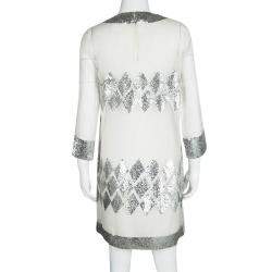 Barbara Bui  Off White Organza Sequin Embellished Shift Dress M