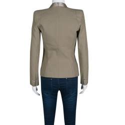 Barbara Bui Khaki Cotton Satin Trim Tailored Blazer S