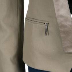 Barbara Bui Khaki Cotton Satin Trim Tailored Blazer S