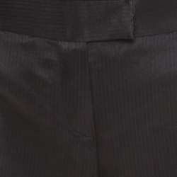 Barbara Bui Black Silk Wool Blend Pinstriped Wide Leg Trousers M