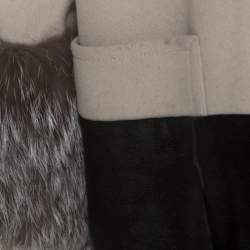 Barbara Bui Bicolor Cashmere Wool and Calf Hair Paneled Long Coat M