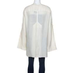 Barbara Bui Cream Linen Slit Detail Button Front Tunic M