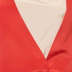 Pre Owned Barbara Casasola Red Silk Sleeveless Midi Dress S