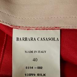 Pre Owned Barbara Casasola Red Silk Sleeveless Midi Dress S