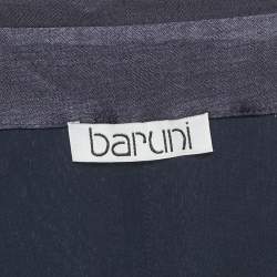 Pre Owned Baruni Navy Blue Button Front Belted Maxi Dress S