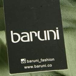 Pre Owned Baruni Green Crepe Shimmer Shirt Maxi Dress M