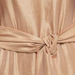 Pre Owned Baruni Metallic Gold Belted Maxi Dress XS