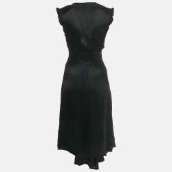 Pre Owned Ba&sh Black Satin Front Slit Midi Dress XS