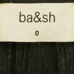 Pre Owned Ba&sh Black Satin Front Slit Midi Dress XS