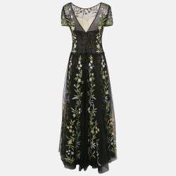 Basix Black Label Floral Embellished Tulle Gown M