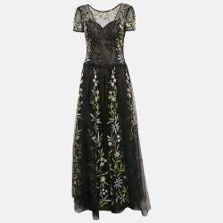 Basix Black Label Floral Embellished Tulle Gown M
