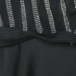 Basix Black Embellished Crepe Cold-Shoulder Gown M