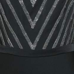 Basix Black Embellished Crepe Cold-Shoulder Gown M