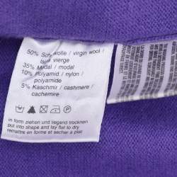 Pre Owned Basler Purple Wool Knit Front Button Sweater XXXL