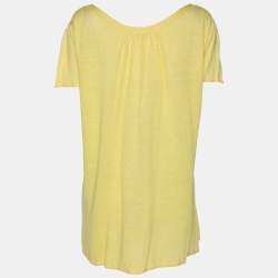 Pre Owned Basler Yellow Linen Knit Blend Glam Rock Strick Tops XXL