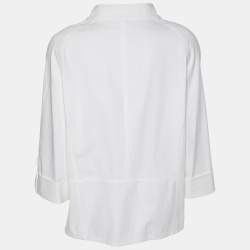 مملوكة مسبقًا Weekend Basler White Stretch Cotton Bell Sleeve Blazer XL