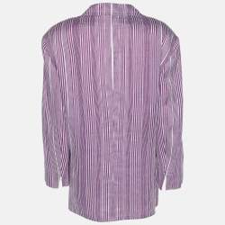 Pre Owned Basler Purple Stripe Linen Blend Single Breasted Blazer L