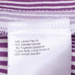 Pre Owned Basler Purple Stripe Linen Blend Single Breasted Blazer L