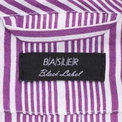 Pre Owned Basler Purple Stripe Linen Blend Single Breasted Blazer L