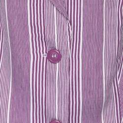 Pre Owned Basler Purple Stripe Linen Blend Single Breasted Blazer L