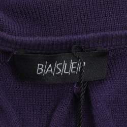 Pre Owned بلوفر باسلر تريكوه مطاطي أرْجُوَانِي مُزَيَّن بِبَلُّورَات الْماس مقاس إكسترا لارج