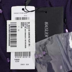 Pre Owned بلوفر باسلر تريكوه مطاطي أرْجُوَانِي مُزَيَّن بِبَلُّورَات الْماس مقاس إكسترا لارج