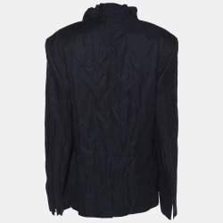 Pre Owned Basler Navy Blue Nylon Fabric Blazer XXL